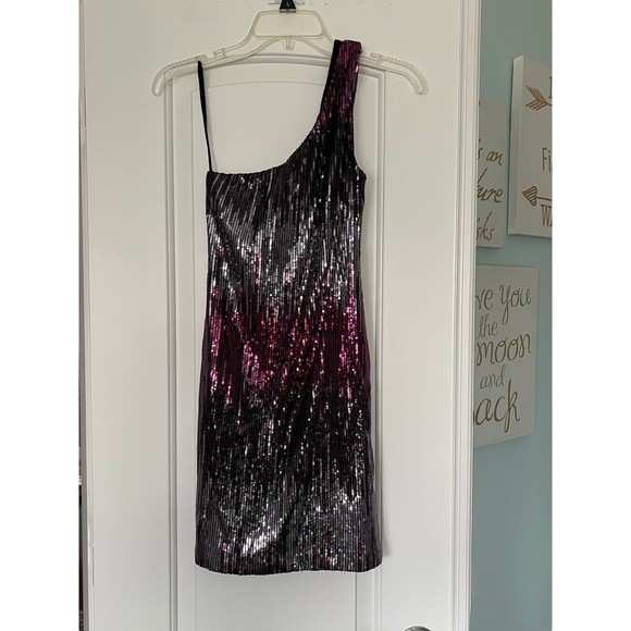 Charlotte Russe One Shoulder Dress, Stretchable Bodycon Multicolor Size Small - Picture 2 of 8
